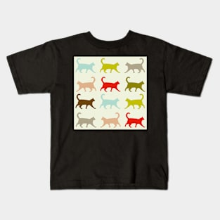 Autumn Cats in Vintage Colours in Repeat Pattern Kids T-Shirt